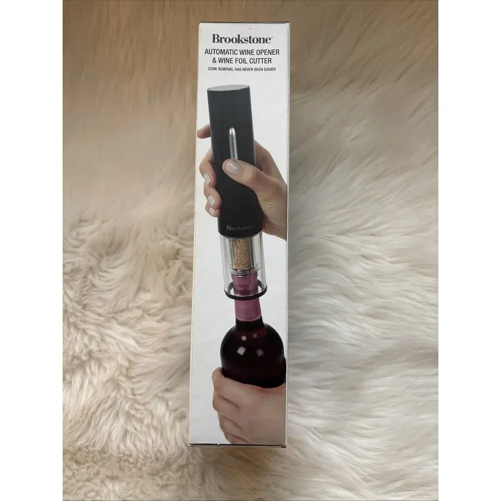 NEW Brookstone Automatic Wine Opener with Foil Cutter and Stand One Touch Gift